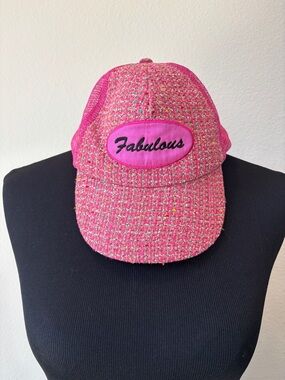Pink "Fabulous" Tweed Baseball Cap
